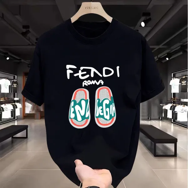 Fendi Roma Slides Graphic T-Shirt Black - 4