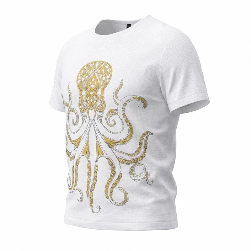 Design Octopus Embroidery Dusty Rose T-Shirt - 12