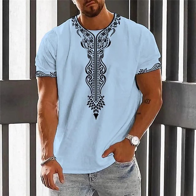 Design Floral Embroidery Print White T-Shirt with Navy Trim - 3