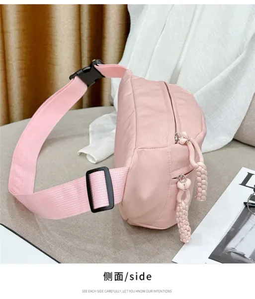 Design Minimalist Cream Belt Bag with Braided Pull Tabs - 28
