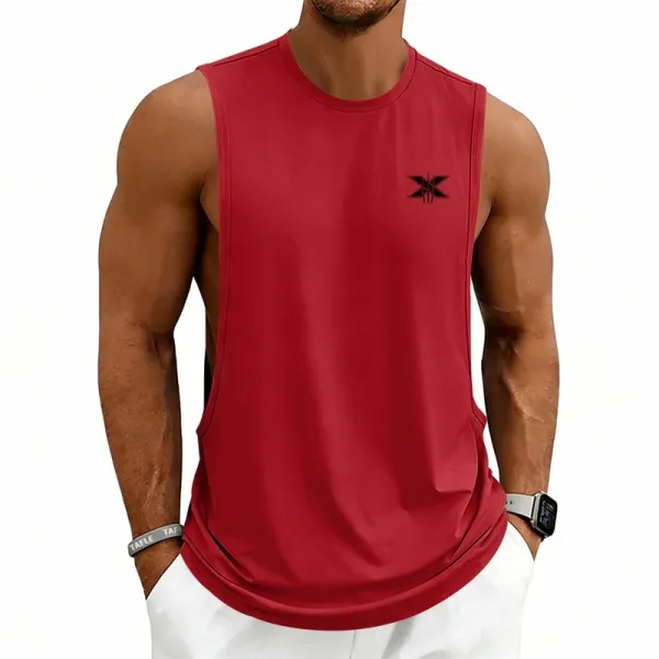 Design X Logo Cut-Out Sleeveless Tank Beige Vest-Top - 24