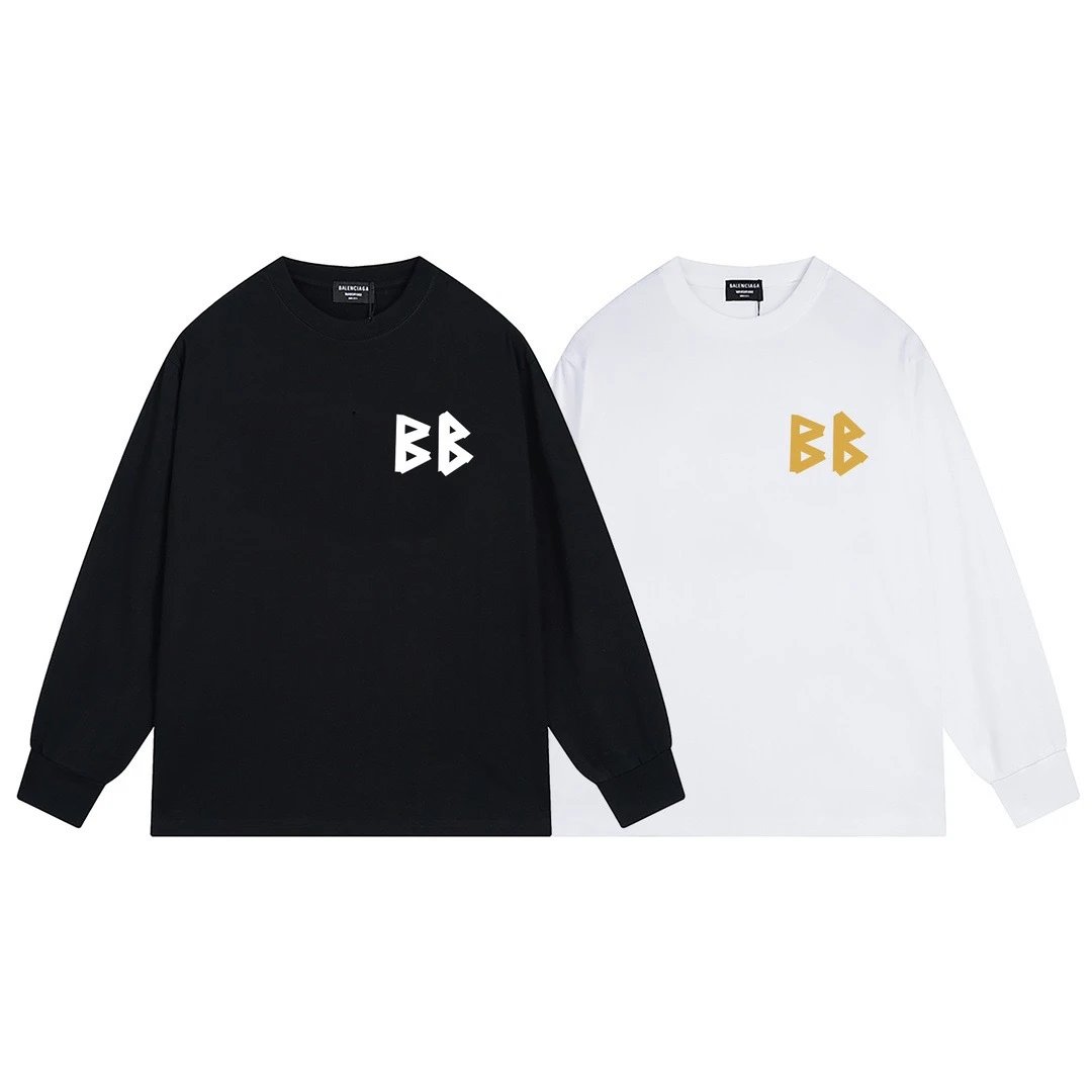 Balenciaga Distorted Logo Long-Sleeve T-Shirt White - 12