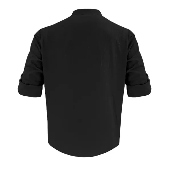 Design Linen Button-Up Shirt White Tops Shirt - 14