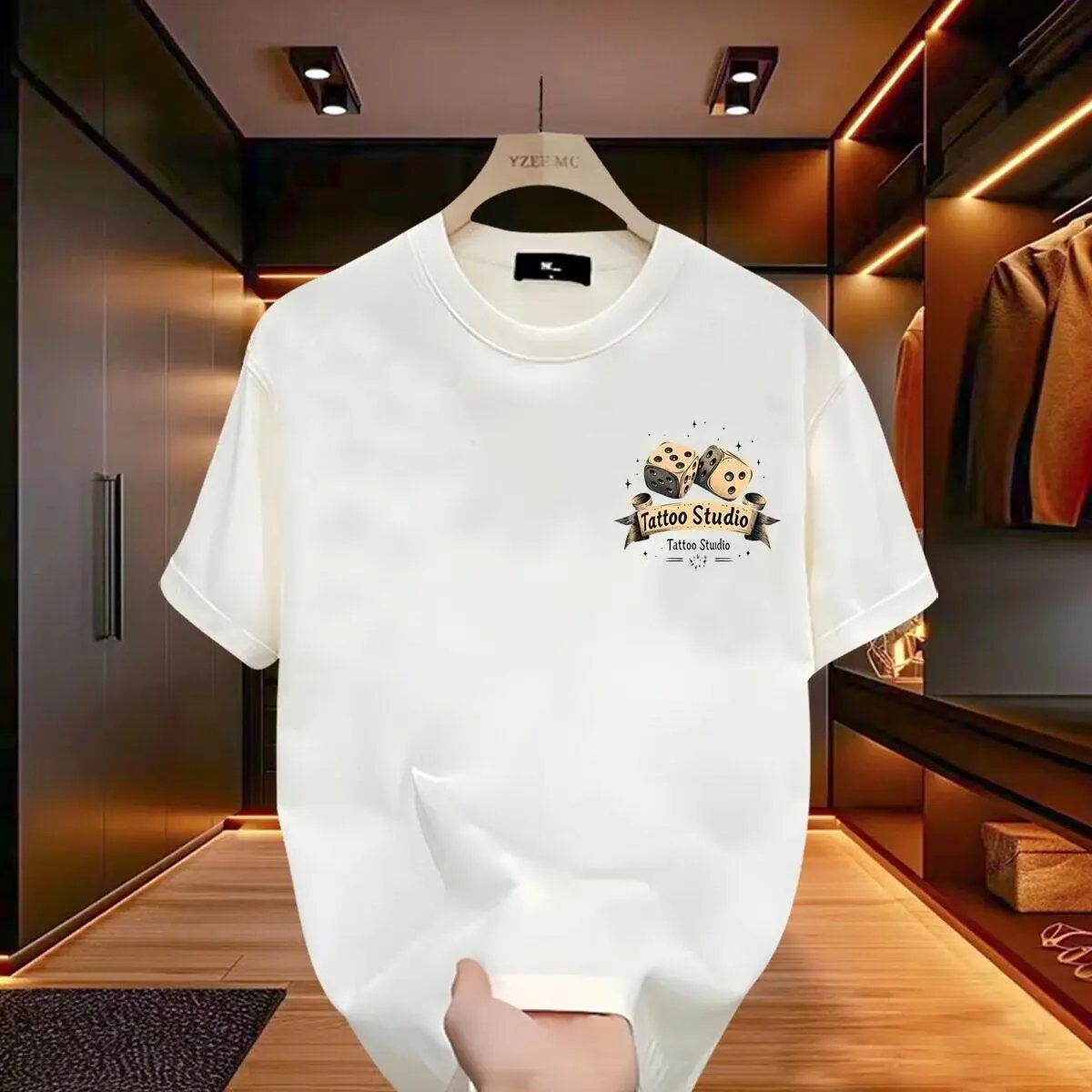 Design Tattoo Studio Dice Print White T-Shirt - 6