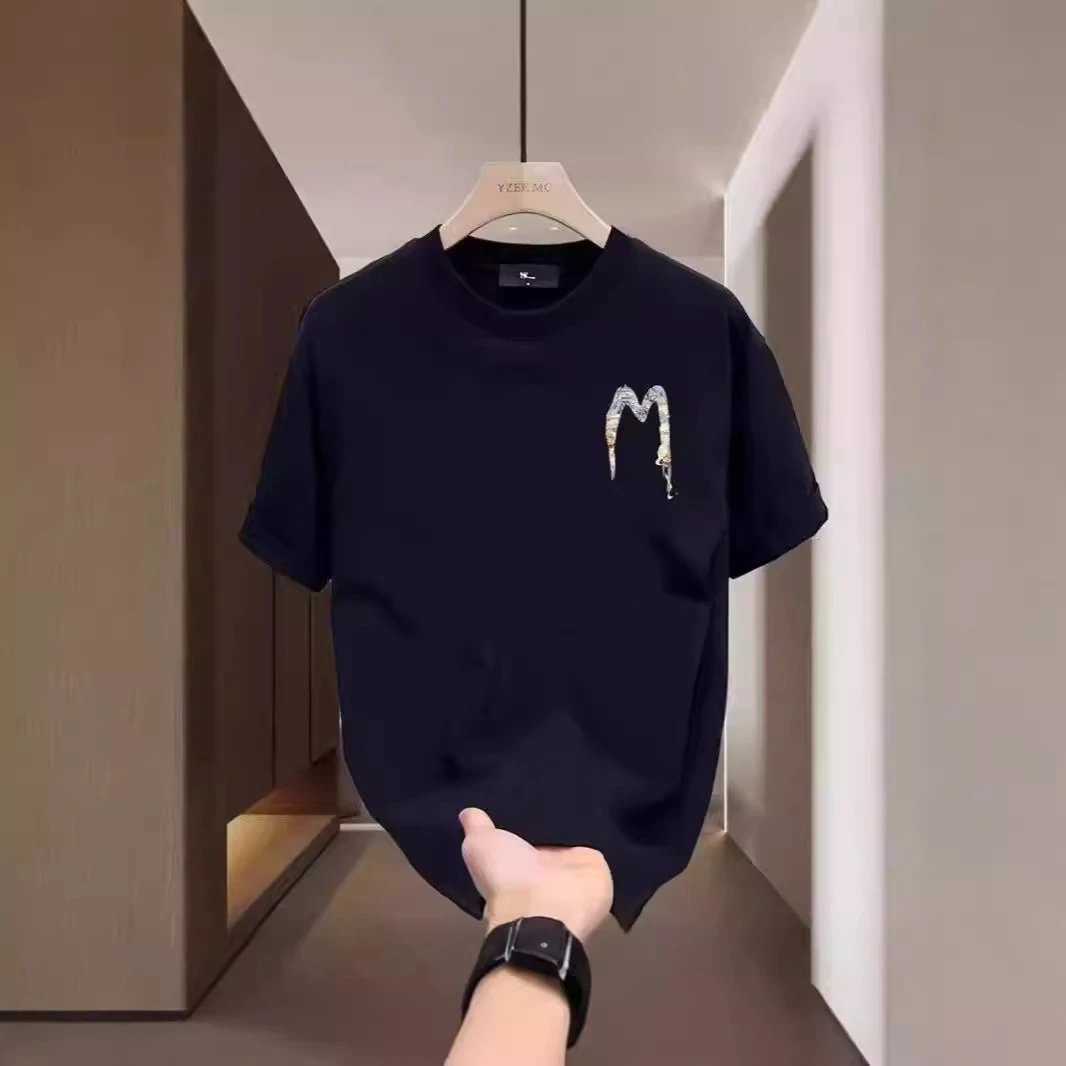 Design YZEE MC Embroidered 'M' Graphic T-Shirt Black T-Shirts - 6