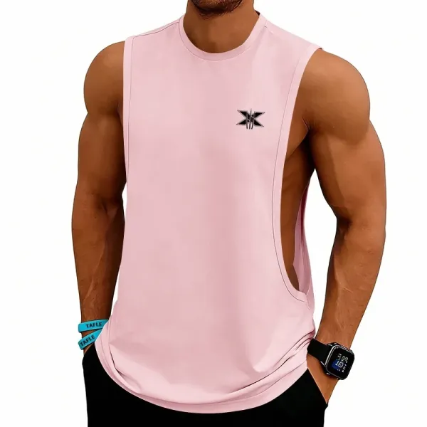 Design X Logo Cut-Out Sleeveless Tank Beige Vest-Top - 35