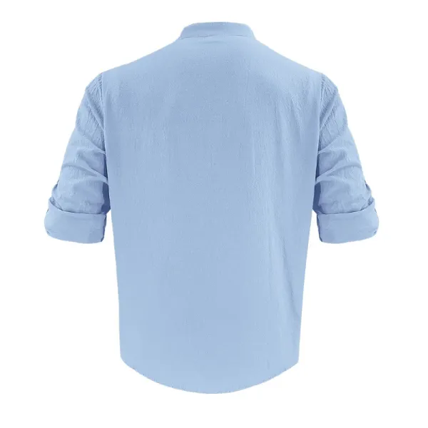 Design Linen Button-Up Shirt White Tops Shirt - 39