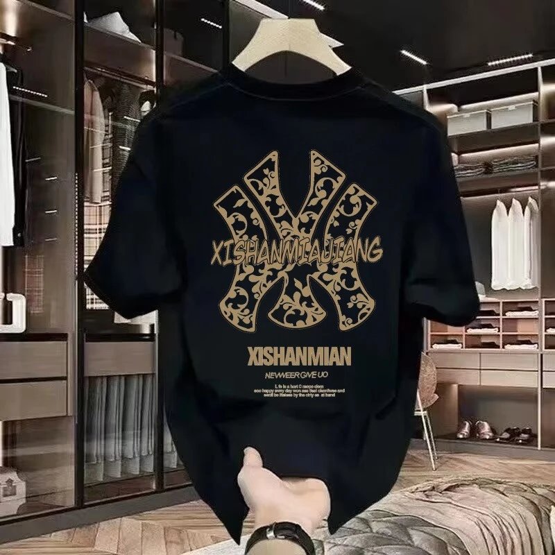 Design Xishanmian Oversized Graphic Print Black T-Shirt T-Shirts - 3