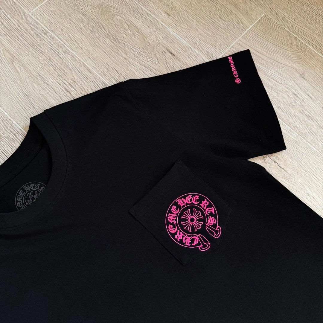 Chrome Hearts Circle Logo Pink Print White T-Shirt - 14