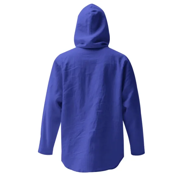 Design Hooded Linen Shirt Brown Men's Beachwear - 19