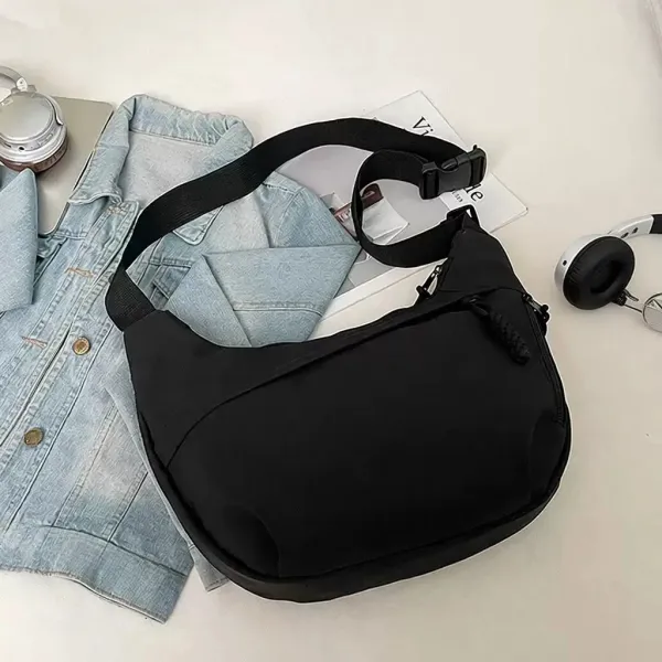 Design Minimalist Black Hobo Crossbody Bag - 1