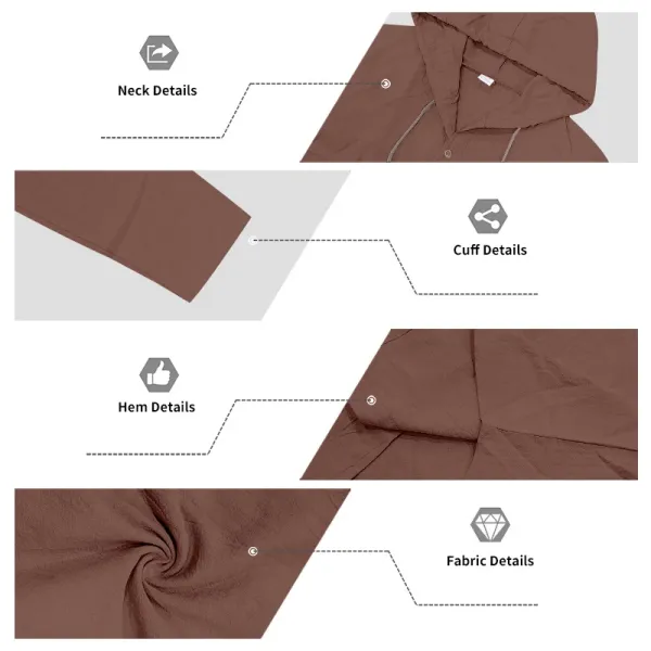Design Hooded Linen Shirt Brown Men's Beachwear - 40