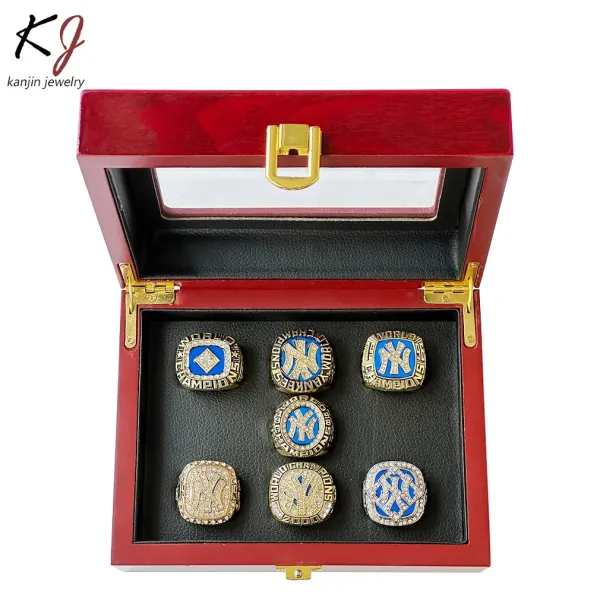 New York Yankees World Series Championship Replica Rings Set in Red Display Box Jewelry - 1