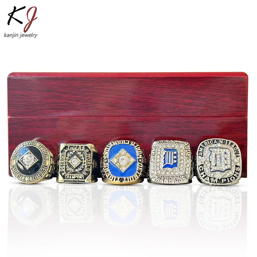 Design Kanjin Jewelry Detroit Tigers Championship Rings Set Red Wood Box Jewelry - 3