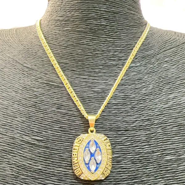 Design Dallas Cowboys Championship Ring Pendant Necklace Gold Blue Jewelry - 1