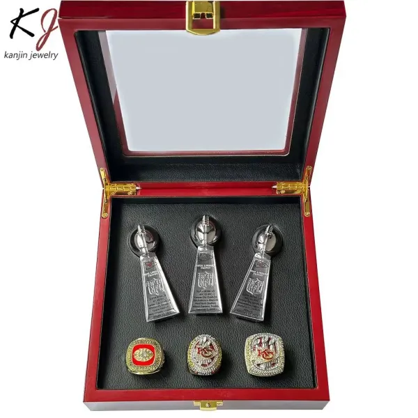Design Kansas City Chiefs Super Bowl Trophy Replicas and Championship Rings Jewelry Set Jewelry - 11