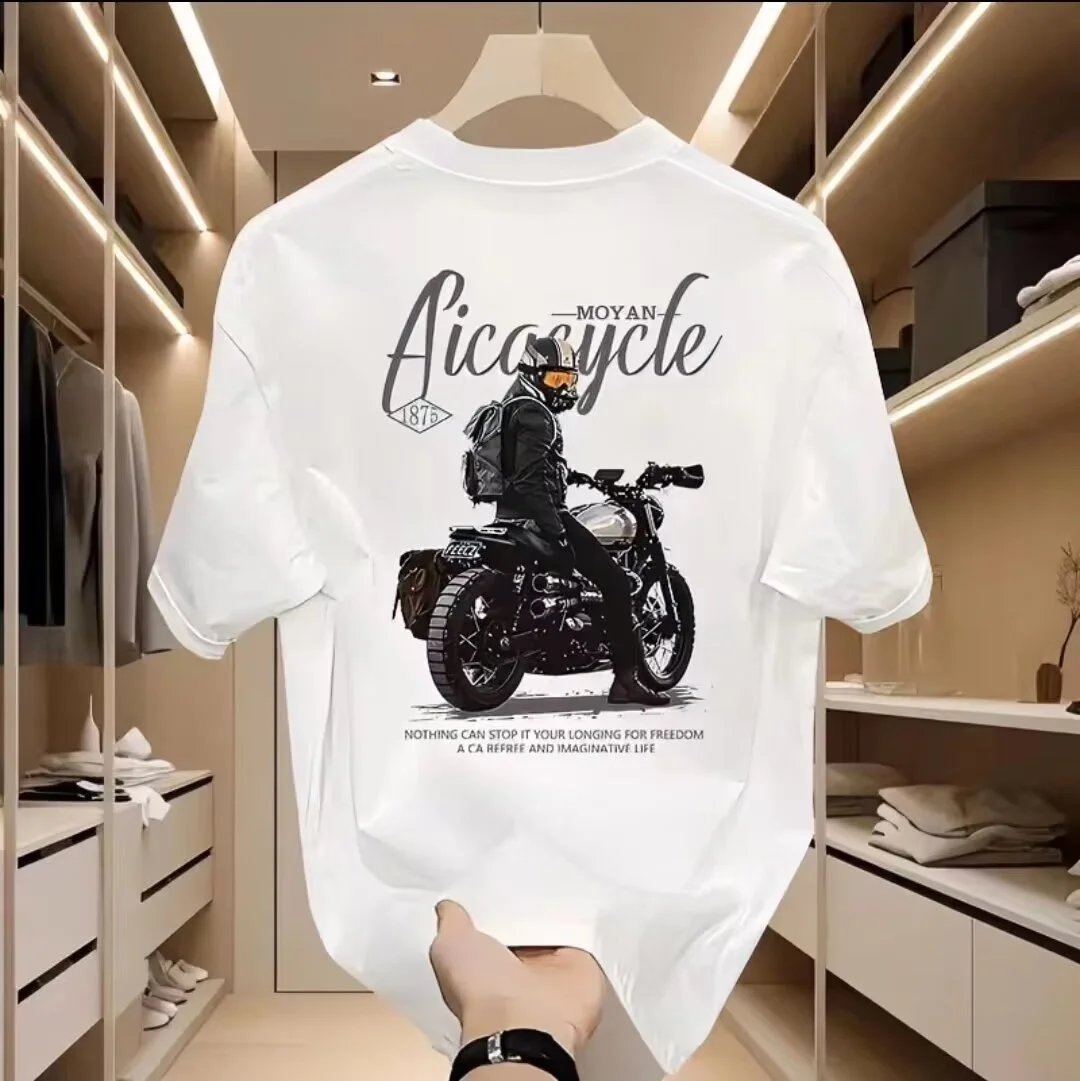 MOYAN Aicacycle Graphic Print White T-Shirt T-Shirts