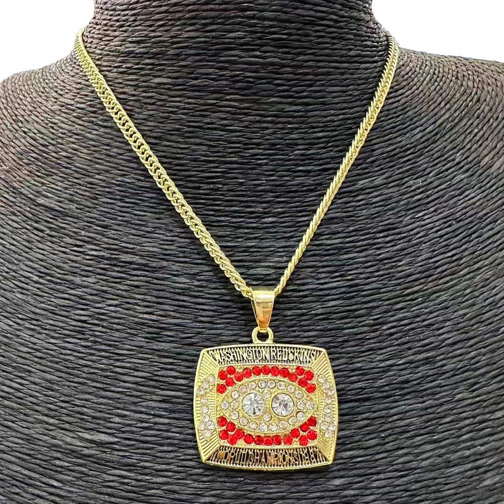 Design Washington Redskins World Champions Eye Pendant Necklace Gold Jewelry - 3
