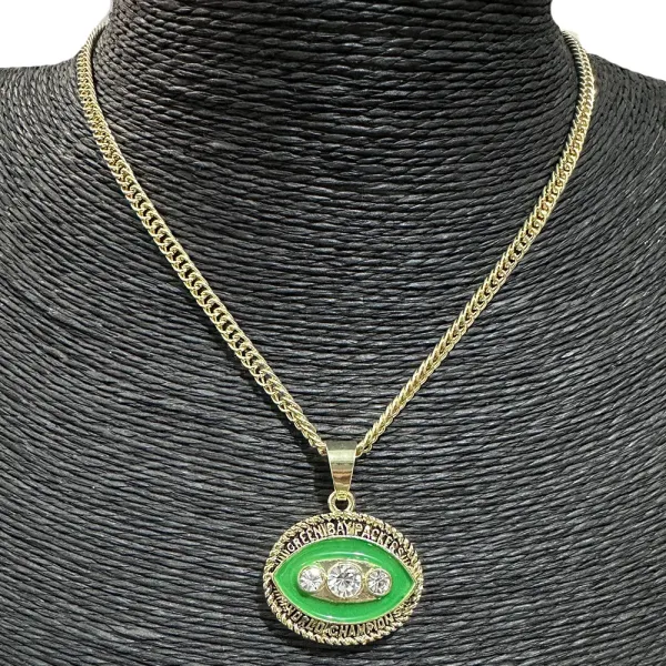 Design Green Bay Packers World Champions Pendant Necklace Silver Jewelry - 4