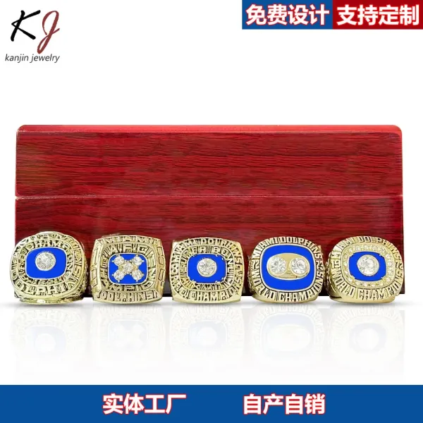 Design Kanjin Jewelry Championship Rings Set Blue and Gold Ring Set Jewelry - 4