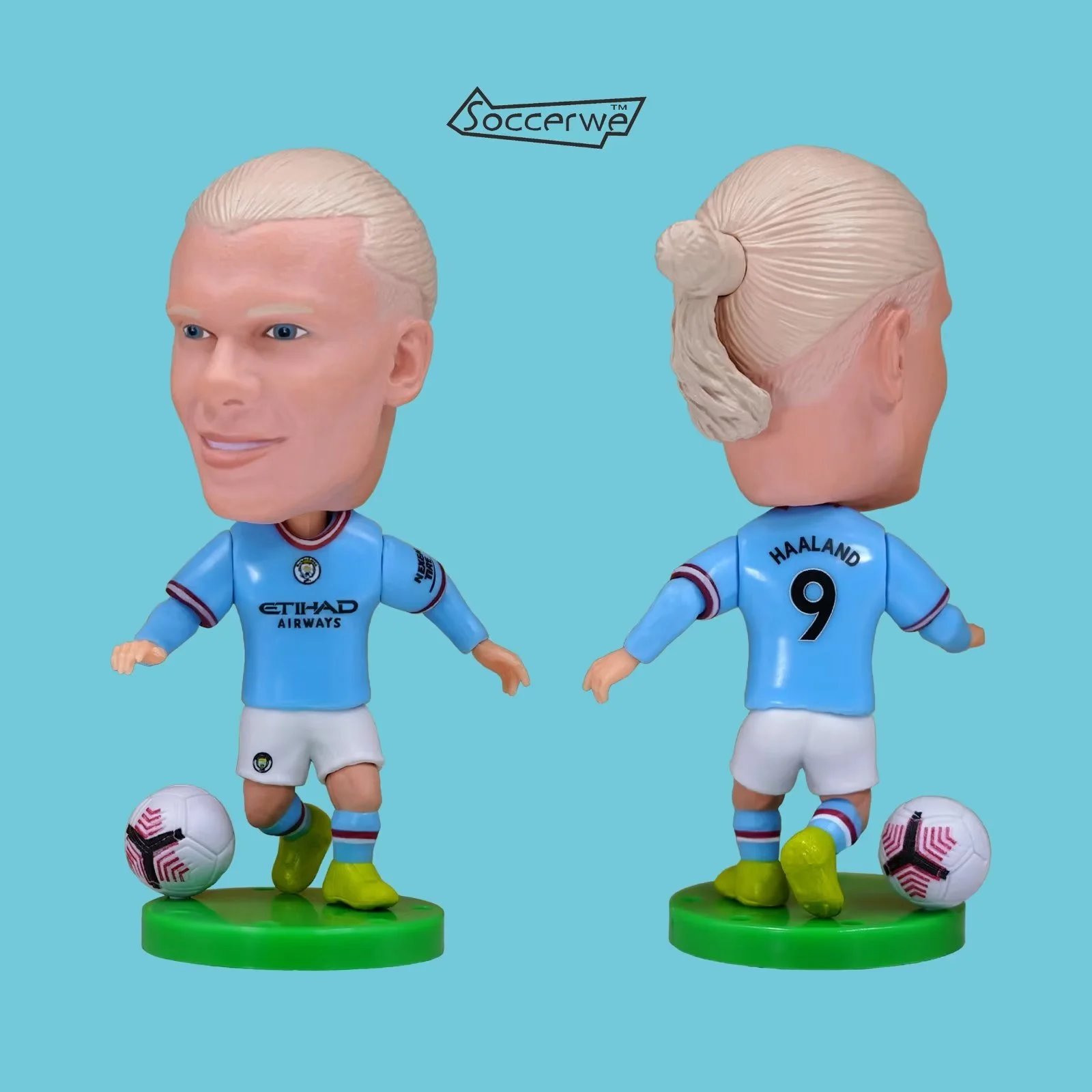 Design Al Nassr FC Cristiano Ronaldo Bobblehead Figure Yellow Blue Jersey Collectible Accessories - 8