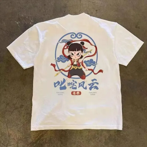 Design Nezha Graphic Print White T-Shirt - 30