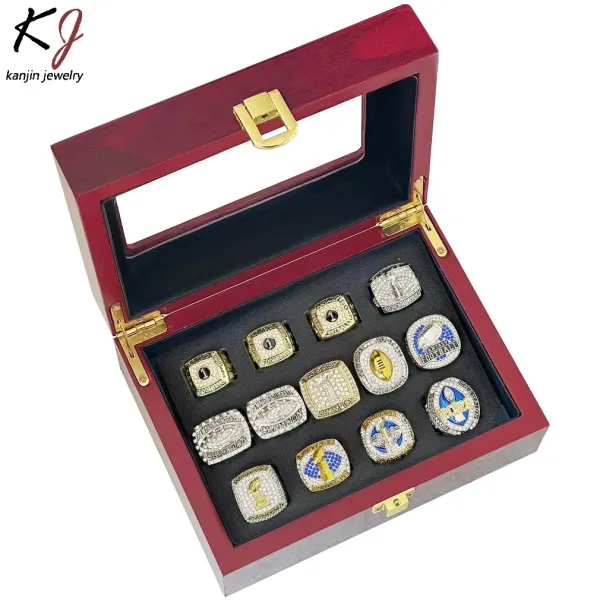 Design Kanjin Jewelry Fantasy Football Championship Rings Collection Red Wooden Display Box Accessories - 5
