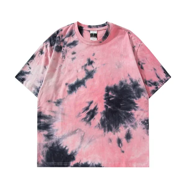 Design Tie-Dye Oversized T-Shirt Pink and Black Tops.t Shirts - 1