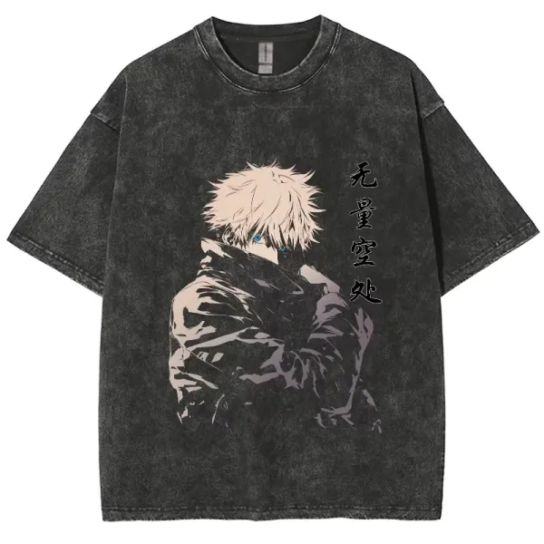 Design Jujutsu Kaisen Gojo Satoru 'Mu Ryō Kūsho' Graphic T-Shirt Black - 1