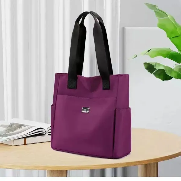 Design Tote Bag Teal with Black Straps Handbag - 5