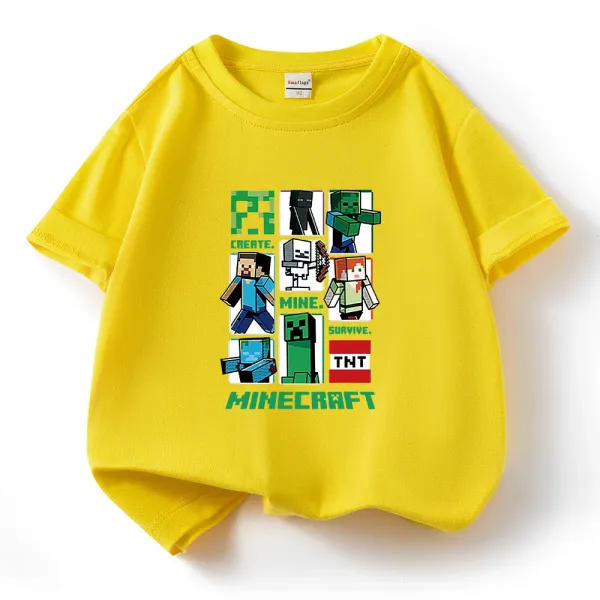 Design Minecraft Graphic Print Yellow T-Shirt T-Shirts - 1