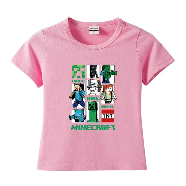 Design Minecraft Character Grid Pink T-Shirt T-Shirts - 1