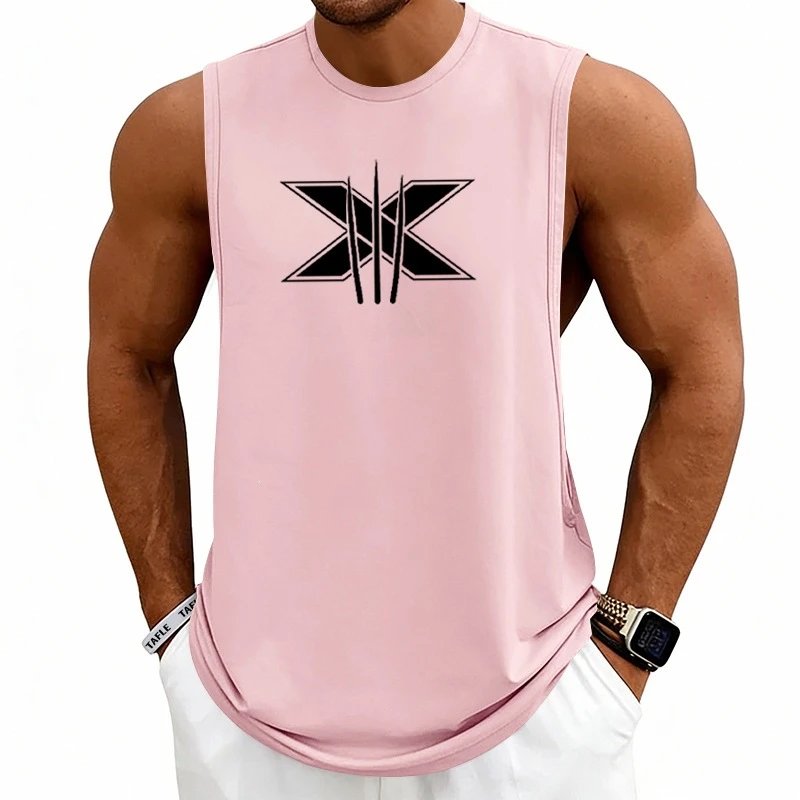 Design Graphic Logo Beige Muscle Tank Top Vest Top - 39