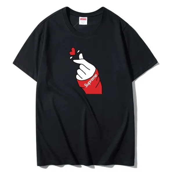 Supreme Finger Heart Graphic Black T-Shirt - 1