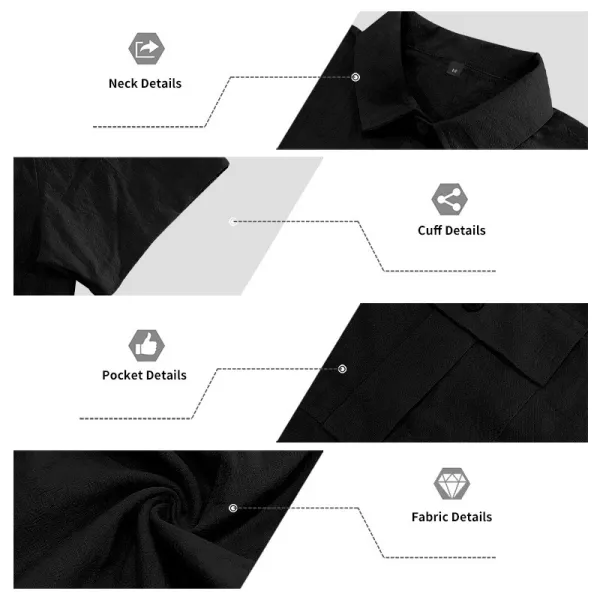 Design Short-Sleeve Linen Shirt Navy Blue Tops Shirt - 33