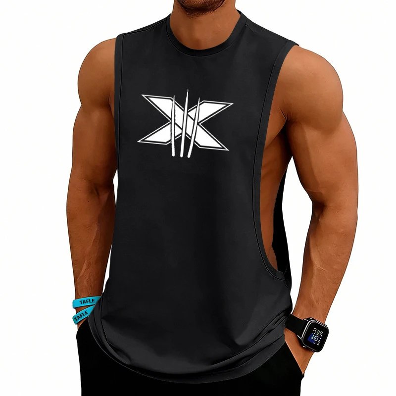Design Graphic Logo Beige Muscle Tank Top Vest Top - 45