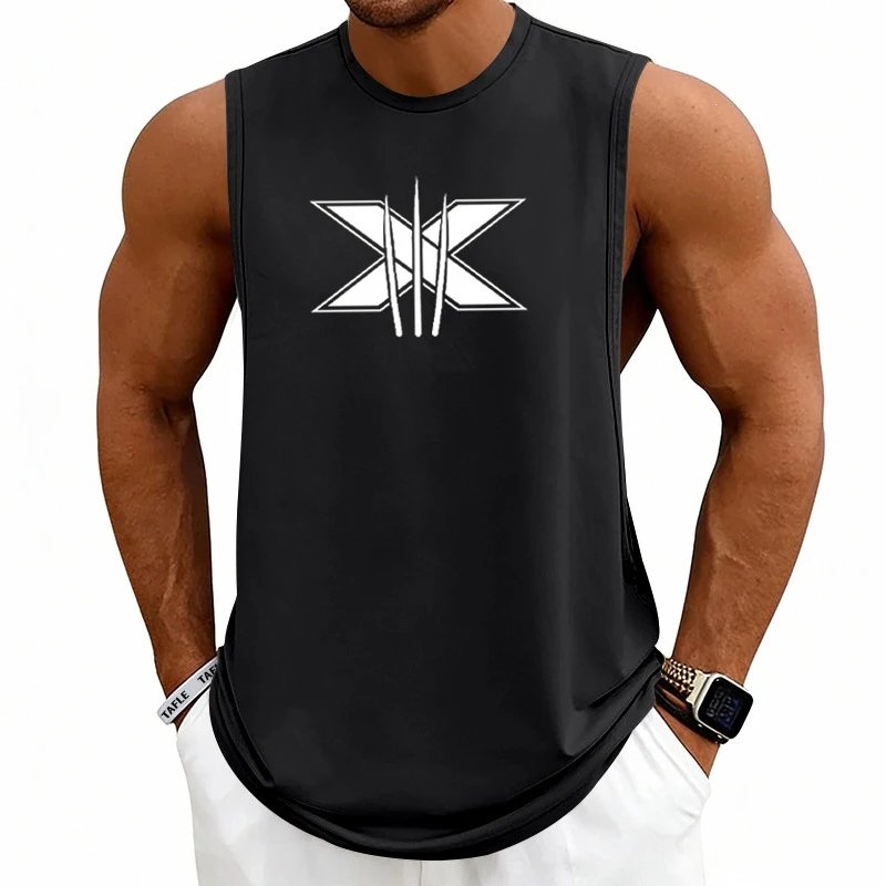 Design Graphic Logo Beige Muscle Tank Top Vest Top - 49