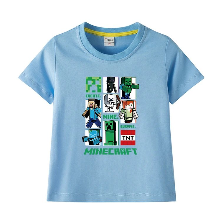 Design Minecraft Graphic Print Pink T-Shirt T-Shirts - 15
