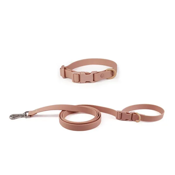 Design Silicone Dog Collar and Leash Set Dusty Rose Pet Accessories - 1