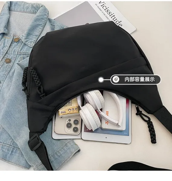 Design Minimalist Black Hobo Crossbody Bag - 14