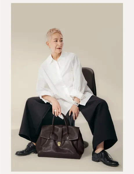 Design Structured Flap Lock Handbag Black - 14