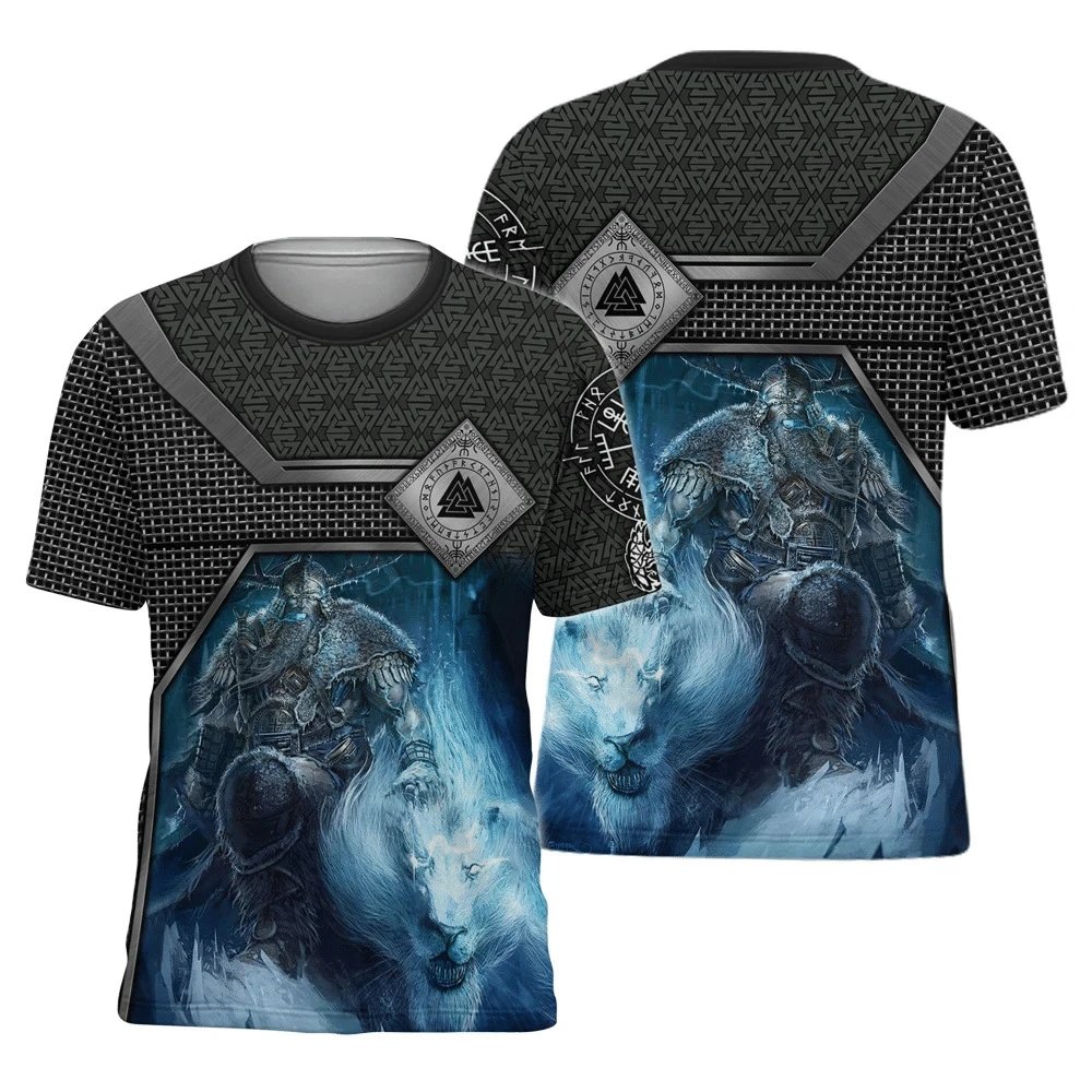 Design Chainmail Armor Print T-Shirt Black / Army Green - 34