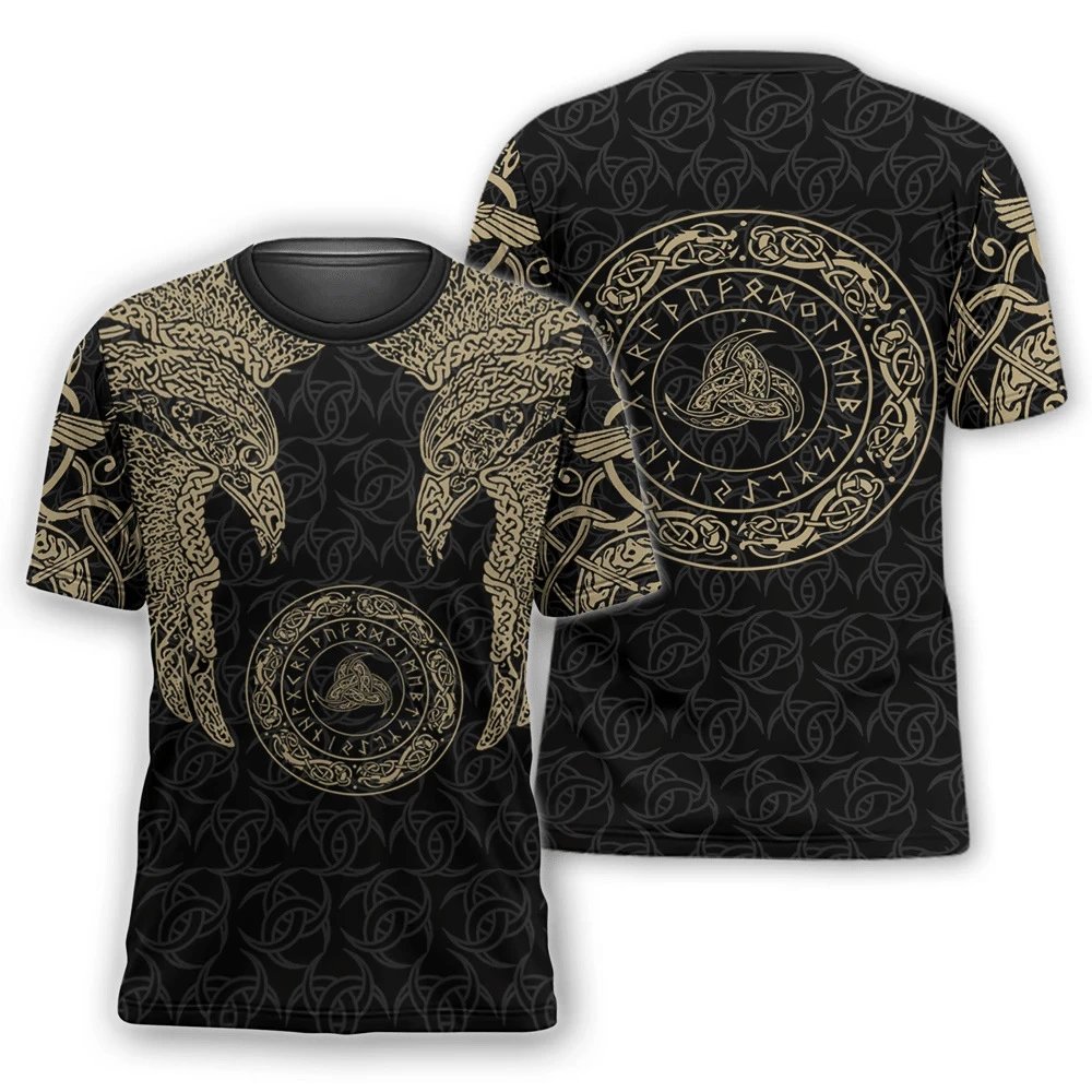 Design Chainmail Armor Print T-Shirt Black / Army Green - 41