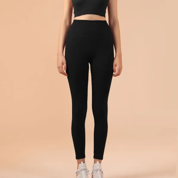 Design Black High-Waisted Seamless Leggings - 1