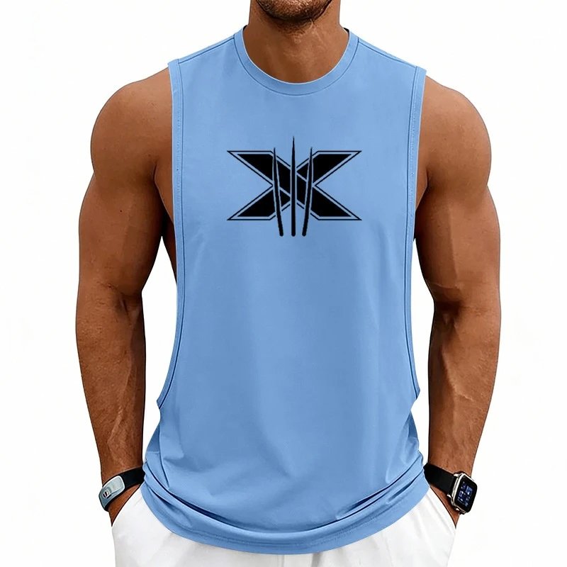 Design Graphic Logo Beige Muscle Tank Top Vest Top - 78
