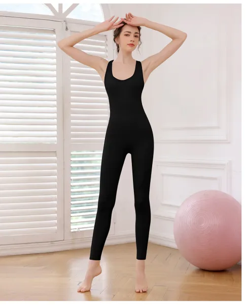 Design Racerback Cutout Bodysuit Black Activewear - 14