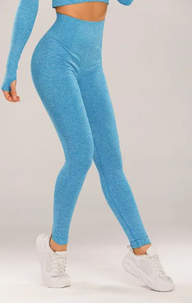 Design Mint Green Textured Long-Sleeve Cropped Top and High-Waisted Leggings Set - 11