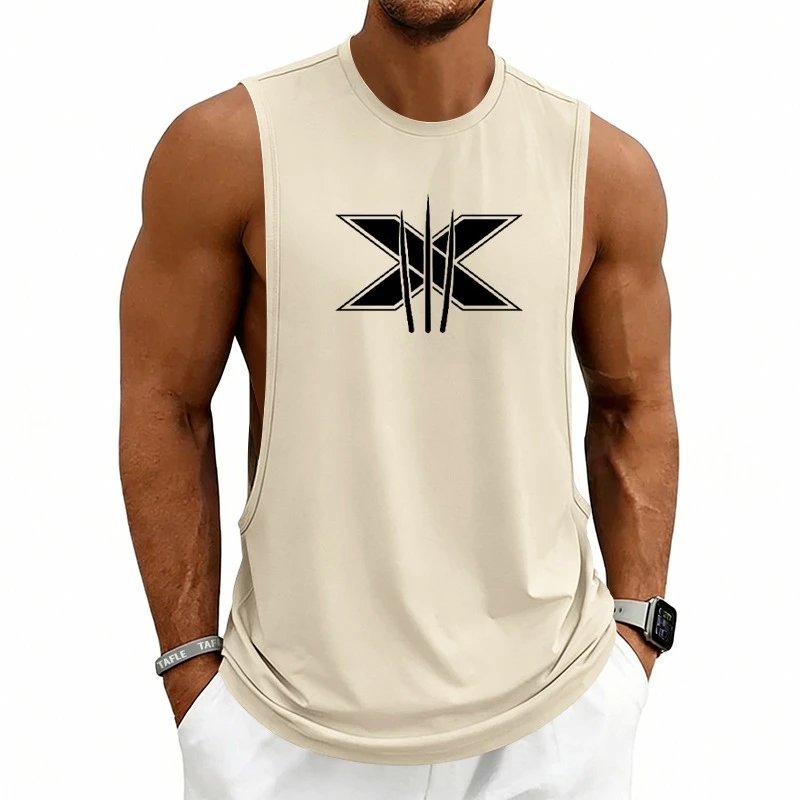 Design Graphic Logo Beige Muscle Tank Top Vest Top - 94