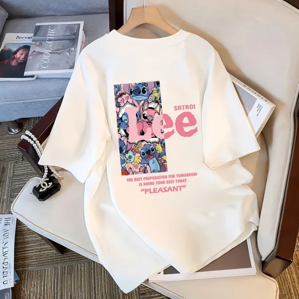 Lee x Disney Stitch Graphic Print Oversized T-Shirt White - 10