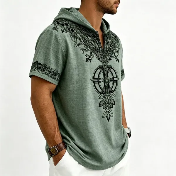 Design Tree of Life Hooded Tee Army Green Hoodie - 7